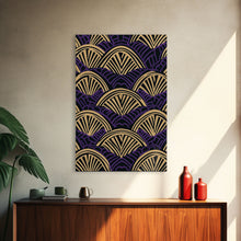 Load image into Gallery viewer, Art Deco Pattern Wall art - Framed Canvas Print - Art Deco - Original painting - Wall art - Office decor - Gold & purple art - Abstract art