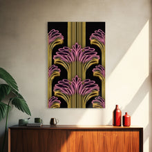 Load image into Gallery viewer, Art Deco Pattern Wall art - Framed Canvas Print - Art Deco - Black art - Bright colors - Pink & gold art - Office decor - Abstract nature