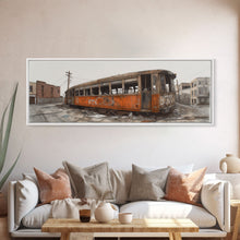 Carregar imagem no visualizador da galeria, Abandoned Orange Train, Graffiti Art, Urban Art Print, Street Art, Wall Decor, Large Canvas Print, Panoramic, Wall Art, Canvas Print