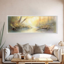 Load image into Gallery viewer, Beautiful Misty Landscape Wall Art Print, Foggy Lake, River, Trees, Wall Decor, Large Canvas Art Print, Panoramic, Wall Art, Canvas Print