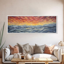 Carregar imagem no visualizador da galeria, Abstract Sea Horizon Wall Art, Vibrant Abstract, Framed Print Art, Sunset, Ocean, Textured Abstract Panoramic, Wall Art, Canvas Print