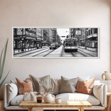 Load image into Gallery viewer, Big City Canvas Print, City Art, Cars, Bus, Buildings, Large Urban Art Print, Original Art, Wall Decor, Panoramic, Wall Art, Canvas Print