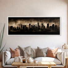Cargar imagen en el visor de la galería, City Skyline Grunge Wall Art Canvas Print, City Art, Dark Urban Art, Large Urban Art Print, Wall Decor, Panoramic, Wall Art, Canvas Print
