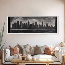 Cargar imagen en el visor de la galería, Cityscape Pencil Sketch Canvas Print, Buildings, Skyline, Urban Art, Large Urban Art Print, Wall Decor, Panoramic, Wall Art, Canvas Print