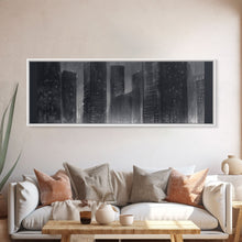 Carregar imagem no visualizador da galeria, Abstract Buildings Canvas Print, Urban Art, City Art, Cityscape, Skyline, Monochromatic, Wall Decor, Panoramic, Wall Art, Canvas Print