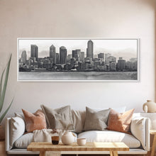 Cargar imagen en el visor de la galería, Cityscape Wall Art, City Skyline Wall Art, Black And White Large Art Print, Wall Decor, Framed Canvas, Panoramic, Wall Art, Canvas Print