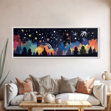 Carregar imagem no visualizador da galeria, Abstract Forest Art, Dark Forest Art, Autumn Canvas Print, Starry Night Sky, Framed Canvas Print, Panoramic, Wall Art, Canvas Print