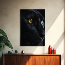 Load image into Gallery viewer, Beautiful Black Cat Portrait, Cat Photography, Framed Canvas Print, Framed Art, Halloween Witch Cat Art