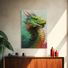 Load image into Gallery viewer, Framed Dragon Print, Watercolor Painting Of A Beautiful Dragon, Canvas Print, Canvas Art, Fantasy Decor