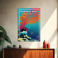 Load image into Gallery viewer, Barrier Reef Art Print, Australia Poster, Queensland Poster, Travel Wall Print, Travel Poster, Travel Wall Art, Canvas Wall Print