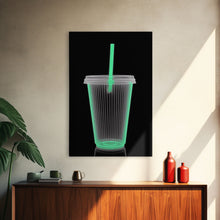 Load image into Gallery viewer, Disposable Plastic Cup Wall Art, Green Cup, Kitchen Wall Art, Minimalist Print, Wall Decor, Canvas Print, Wall Art, Framed Canvas