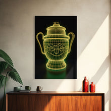 Carregar imagem no visualizador da galeria, 3D Trophy Wall Decor, Yellow Art Print, Glowing Art, Minimalist Print, Wall Decor, Canvas Print, Wall Art, Framed Canvas