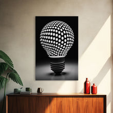 Load image into Gallery viewer, Dotted Light Bulb Wall Decor, Black And White Art, Dotted Art, Minimalist Print, Wall Decor, Canvas Print, Wall Art, Framed Canvas