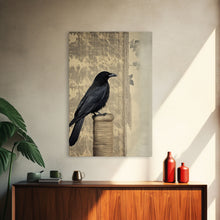 Load image into Gallery viewer, Black Bird Wall Art, Crow Wall Decor, Animal Wall Art, Nature Print, Modern Print, Wall Decor, Canvas Print, Wall Art, Framed Canvas