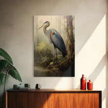 Load image into Gallery viewer, Bird Wall Art, Heron Art Print, Heron In Pond, Nature Wall Decor, Modern Print, Wall Decor, Canvas Print, Wall Art, Framed Canvas