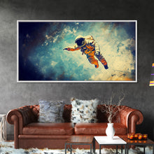 Load image into Gallery viewer, Astronaut In Space Wall Decor, Galaxy Wall Art, Outer Space Wall Art, Panoramic Wall Decor, Canvas Print, Wall Art, Framed Canvas Art