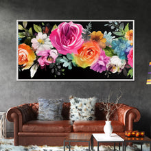 Carregar imagem no visualizador da galeria, Abstract Flower Wall Decor, Floral Wall Art, Nature Wall Decor, Panoramic Wall Decor, Canvas Print, Wall Art, Framed Canvas Art