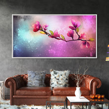 Cargar imagen en el visor de la galería, Cherry Blossoms Wall Art, Spring Flowers Wall Decor, Floral Wall Art, Panoramic Wall Decor, Canvas Print, Wall Art, Framed Canvas Art
