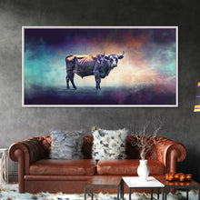 Carregar imagem no visualizador da galeria, Bull Wall Art, Animal Wall Art, Nature Art, Minimalist Art, Panoramic Wall Decor, Canvas Print, Wall Art, Framed Canvas Art