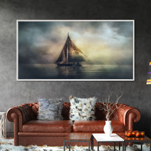 Carregar imagem no visualizador da galeria, Abstract Sailboat Wall Decor, Ocean Wall Art, Seascape, Storm Wall Decor, Panoramic Wall Decor, Canvas Print, Wall Art, Framed Canvas Art