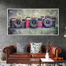 Carregar imagem no visualizador da galeria, Film Camera Wall Decor, Retro Camera Wall Art, Red Camera, Photography Art, Panoramic Wall Decor, Canvas Print, Wall Art, Framed Canvas Art