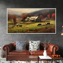 Carregar imagem no visualizador da galeria, Farm Wall Decor, Country Wall Decor, Farm Animals Wall Decor, Fall Wall Art, Panoramic Wall Decor, Canvas Print, Wall Art, Framed Canvas Art