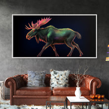 Carregar imagem no visualizador da galeria, Abstract Moose Wall Art, Animal Art Print, Nature, Minimalist Wall Art, Panoramic Wall Decor, Canvas Print, Wall Art, Framed Canvas Art
