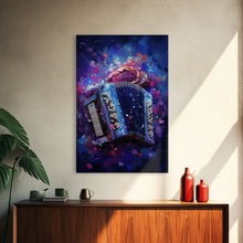 Load image into Gallery viewer, Cosmic Accordion, Instrument Print, Framed Canvas Print Or Poster, Gift For Musician