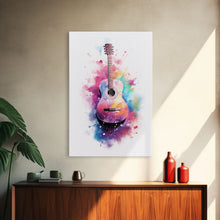 Carregar imagem no visualizador da galeria, Acoustic Guitar Graffiti Art, Framed Canvas Print, Guitar Poster, Guitar Wall Art, Guitar Light, Gifts For Him, Watercolor Art, Music Art