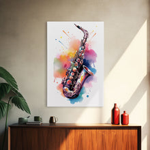 Load image into Gallery viewer, Alto Clarinet Wall Art, Musician Gift, Framed Canvas Print, Clarinet Print, Musical Instrument Art, Gift For Musician, Graffiti Music Art