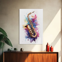 Load image into Gallery viewer, Bassett Horn Wall Art, Brass Instruments, Framed Canvas Print, Marching Band Gift, Musician Gift, Graduation Gift, Music Poster