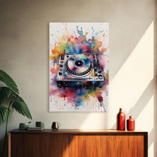 Carregar imagem no visualizador da galeria, Turn Table Wall Art, DJ Art, Disc Jockey Decor, Music Studio Decor, Framed Canvas Print