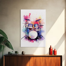 Carregar imagem no visualizador da galeria, Drum Art, Gift For Drummer, Framed Canvas Print, Studio Art, Music Studio Decor, Drum Set