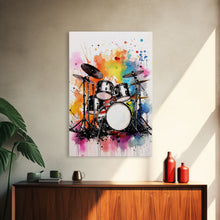 Carregar imagem no visualizador da galeria, Drum Art, Gift For Drummer, Framed Canvas Print, Studio Art, Music Studio Decor, Drum Set