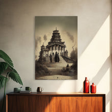 Load image into Gallery viewer, Incan Temple diagram art, canvas print, unique Mayan or Incan style temple diagram wall art, 1800s inca style wall art