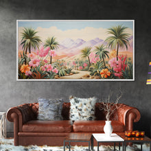 Cargar imagen en el visor de la galería, Flower Wall Art, Desert Landscape Wall Art, Mountain Art, Palm Trees Art, Tropical Art, Panoramic Art, Wall Art, Canvas Art, Landscape Art