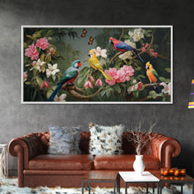 Cargar imagen en el visor de la galería, Flowers Wall Art, Animal Wall Art, Bird Art Print, Parrot Painting, Panoramic Art, Wall Art, Canvas Art, Landscape Art, Client Gift, Office