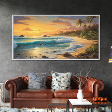 Load image into Gallery viewer, Beach Wall Art, Tropical Art Print, Palm Trees Wall Art, Panoramic Art, Wall Art, Canvas Art, Landscape Art, Landscape Print, Travel Print