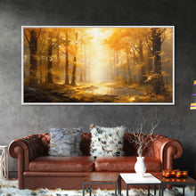 Cargar imagen en el visor de la galería, Fall Wall Decor, Forest Wall Art, Trees Art Print, Panoramic Art, Wall Art, Canvas Art, Landscape Art Print, Above Bed Décor, Farmhouse Art