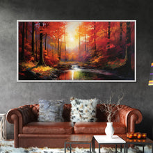 Carregar imagem no visualizador da galeria, Forest Wall Art, Autumn Art, Sunset Wall Art, Lake Art Panoramic Art, Wall Art, Canvas Art, Landscape Art, Tiny House Decor, Game Room Decor