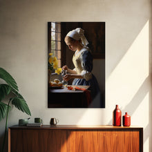 Load image into Gallery viewer, Baroque Art, Vermeer, Inspiration Art, Medieval Wall Art, Dutch Art, Canvas Print, Wall Art, Vertical Art, Country Home Art, Kitchen Prints
