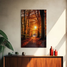 Carregar imagem no visualizador da galeria, Fall Forest Art, Trees Art Print, Nature Wall Art, Sunset Art, Canvas Print, Wall Art, Vertical Art, Dining Room Prints, Hostess Gift