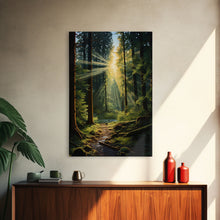 Carregar imagem no visualizador da galeria, Forest Wall Print, Trees Art Print, Sunset Canvas Print, Wall Art, Vertical Art, Landscape Print, Gift For Boss, College Dorm Decor
