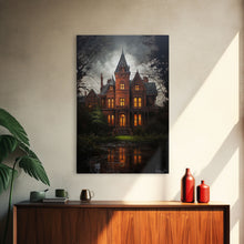 Load image into Gallery viewer, The Haunted House, Framed Canvas Art, Painting Of Haunted Victorian Mansion, Dark Academia, Halloween Decorations, Halloween Art