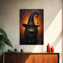 Load image into Gallery viewer, Cute Witch's Familiar Cat Halloween Art, Cat Witch, Cat Painting, Cute Cat Print, Halloween Decor