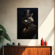 Carregar imagem no visualizador da galeria, Funny Raccoon Art, Framed Canvas Print Or Poster, Funny Halloween Art, Victorian Raccoon Oil Painting Portrait, Victorian Business Raccoon