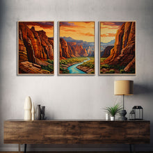 Carregar imagem no visualizador da galeria, Canyon Art, River Wall Art, Landscape Wall Print, Canvas Print, Wall Art, 3 Piece Wall Art, Appreciation Gift, Ranch Decor, Western Wall Art