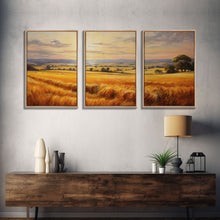 Load image into Gallery viewer, Countryside Wall Art, Wheat Field Art Print, Landscape Wall Art, Countryside Art, Canvas Print, Wall Art, 3 Piece Wall Art, Dorm Room Art
