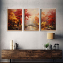 Carregar imagem no visualizador da galeria, Fall Decor, 3 Piece Wall Art Set, Autumn Forest Oil Painting Canvas Prints, Fall Decorations, Halloween Art, Fall Forest Landscape Painting