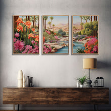 Carregar imagem no visualizador da galeria, Floral Art Print, Palm Trees Art, Desert Wall Art, Mountain Art, Canvas Print, Wall Art, 3 Piece Wall Art, Gift For Coworker, Western Decor